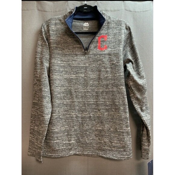 Majestic Cleveland Guardians Logo 1/4 Zip‎ Fleece Pullover Men’s Small Pockets - Picture 1 of 7